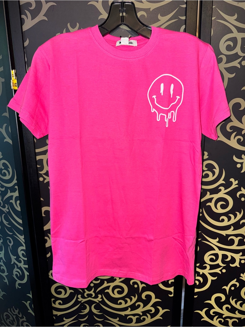 Fashion Nova Kids Neon Pink Drippy Smiley Tee